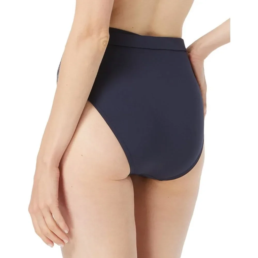 Michael Kors Women's Belted High -Waist Swim Bottom Navy Small S